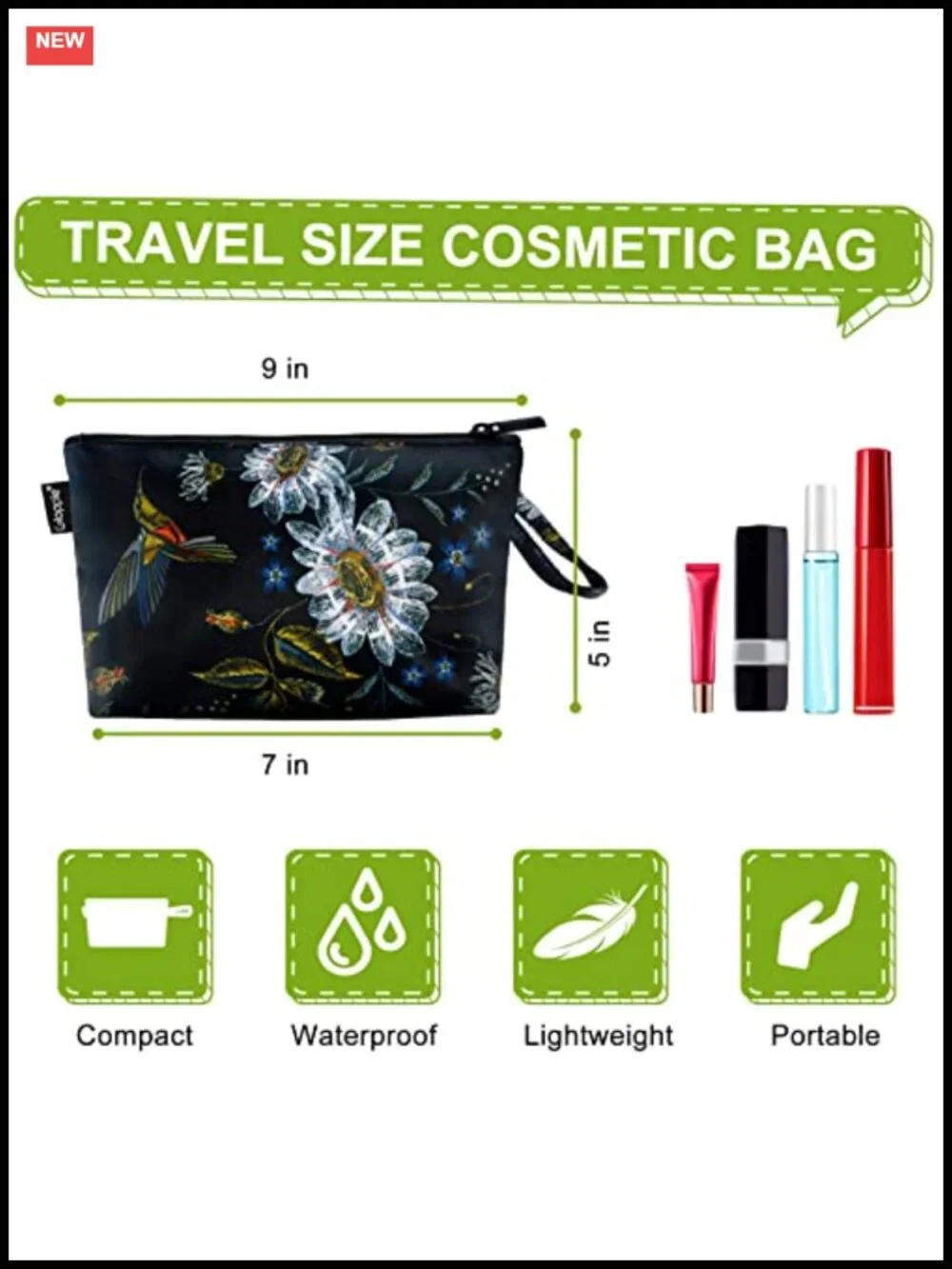 Waterproof Nylon Travel Cosmetic Bag with 4 Pockets